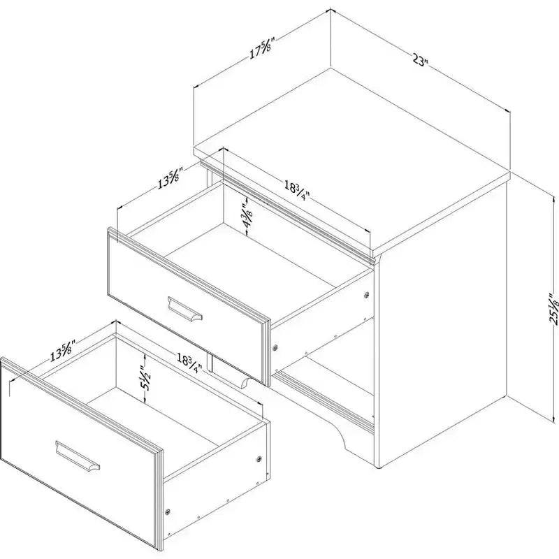 2-Drawer Nightstand with Smooth Metal Hardware