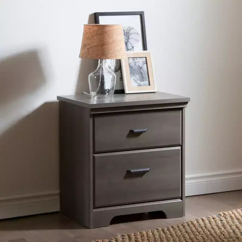2-Drawer Nightstand with Smooth Metal Hardware