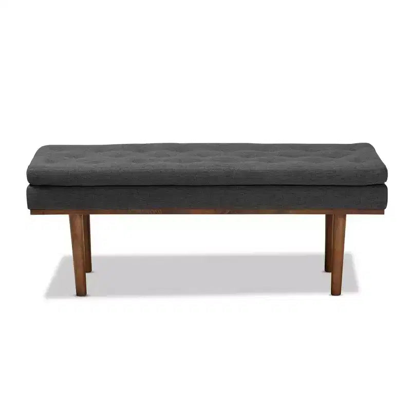Walnut Finished Upholstered Bench