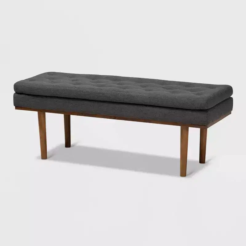 Walnut Finished Upholstered Bench