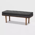 Walnut Finished Upholstered Bench
