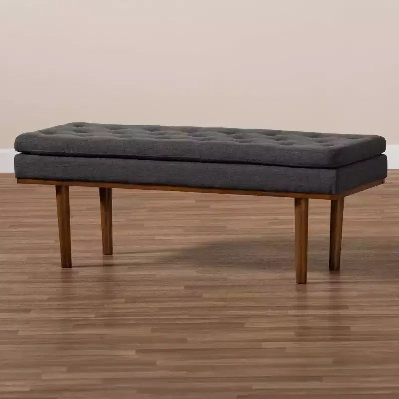 Walnut Finished Upholstered Bench
