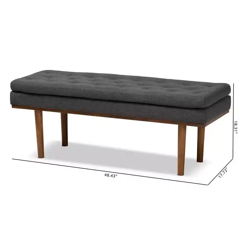 Walnut Finished Upholstered Bench