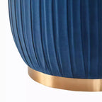 Round Pleated Velvet Ottoman with Gold Base