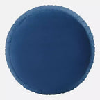 Round Pleated Velvet Ottoman with Gold Base