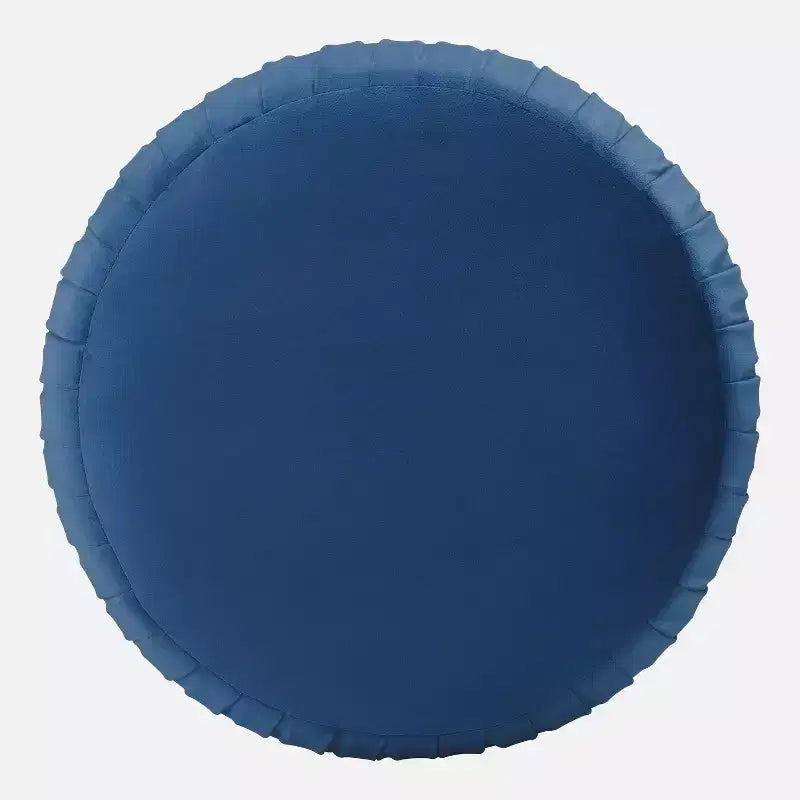 Round Pleated Velvet Ottoman with Gold Base