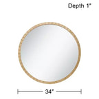 Round Wall Mirror with Gold Leaf Iron Frame, 34 Inch – for Bathroom, Bedroom, Living Room