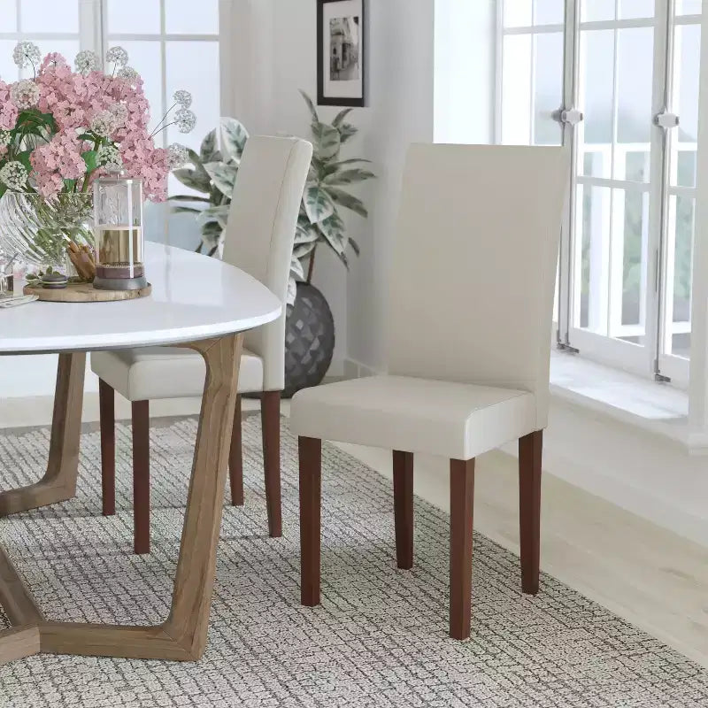 Upholstered Panel Back Mid-Century Parsons Dining Chair
