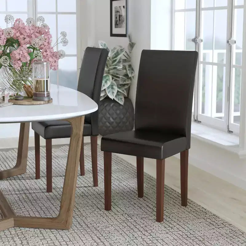 Upholstered Panel Back Mid-Century Parsons Dining Chair
