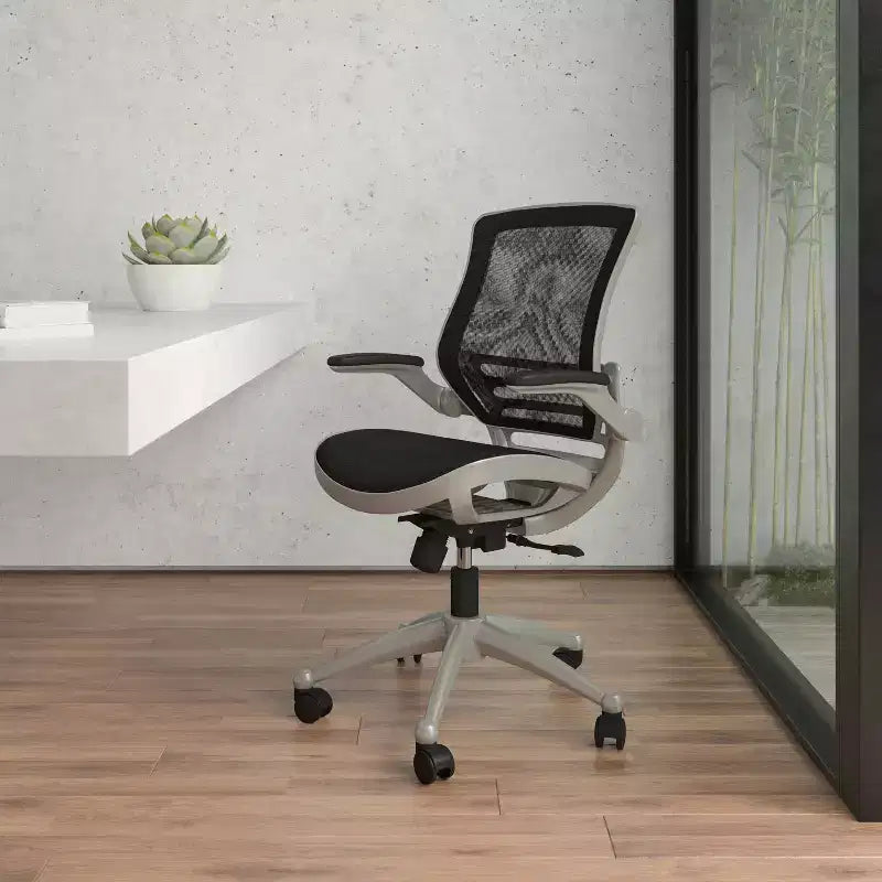 Mid-Back Mesh Executive Swivel Office Chair with Flip-Up Arms