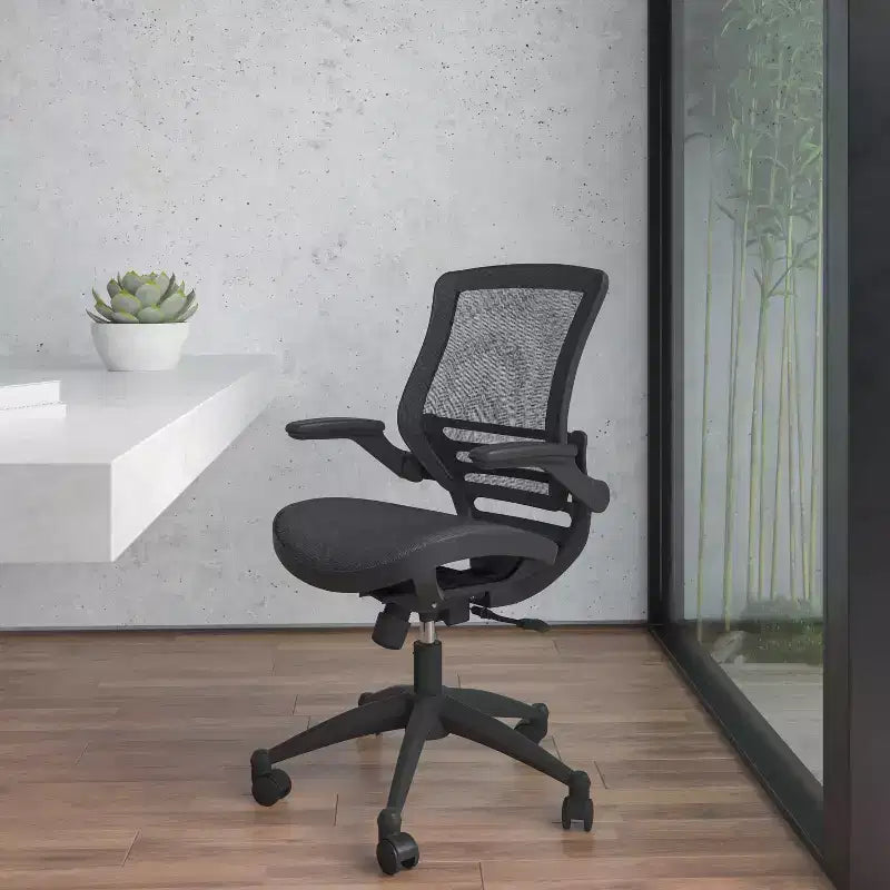 Mid-Back Mesh Executive Swivel Office Chair with Flip-Up Arms