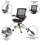 Mid-Back Mesh Executive Swivel Office Chair with Flip-Up Arms