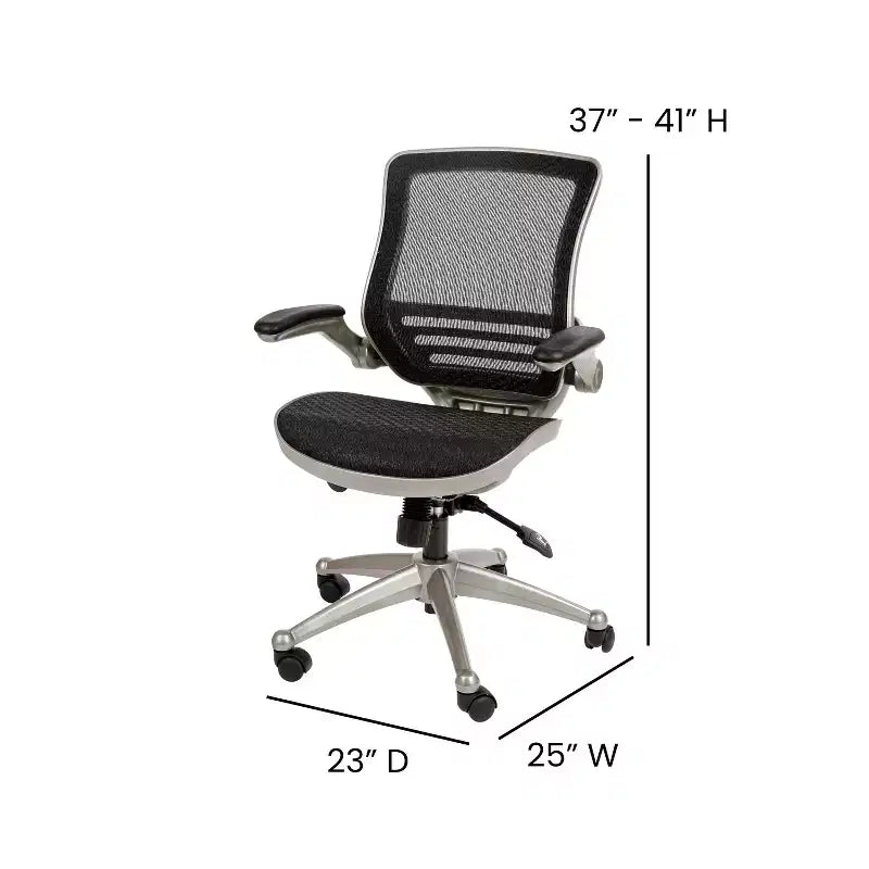 Mid-Back Mesh Executive Swivel Office Chair with Flip-Up Arms