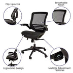 Mid-Back Mesh Executive Swivel Office Chair with Flip-Up Arms