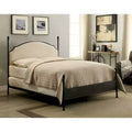 Upholstered Headboard Poster Panel Bed – Powder Coated Gun Metal