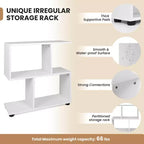 2-Tier S-Shaped Bookshelf and Storage Rack with Thick Foot Mats