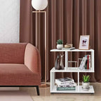2-Tier S-Shaped Bookshelf and Storage Rack with Thick Foot Mats