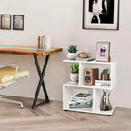 2-Tier S-Shaped Bookshelf and Storage Rack with Thick Foot Mats