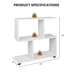 2-Tier S-Shaped Bookshelf and Storage Rack with Thick Foot Mats