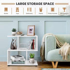 2-Tier S-Shaped Bookshelf and Storage Rack with Thick Foot Mats
