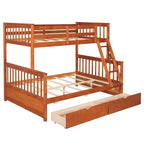 Twin over Full Bunk Bed with Built-in Ladder & Drawers, Pine Wood & MDF Bed Frame, Convertible into Two Beds