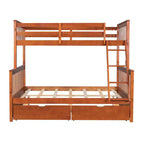 Twin over Full Bunk Bed with Built-in Ladder & Drawers, Pine Wood & MDF Bed Frame, Convertible into Two Beds