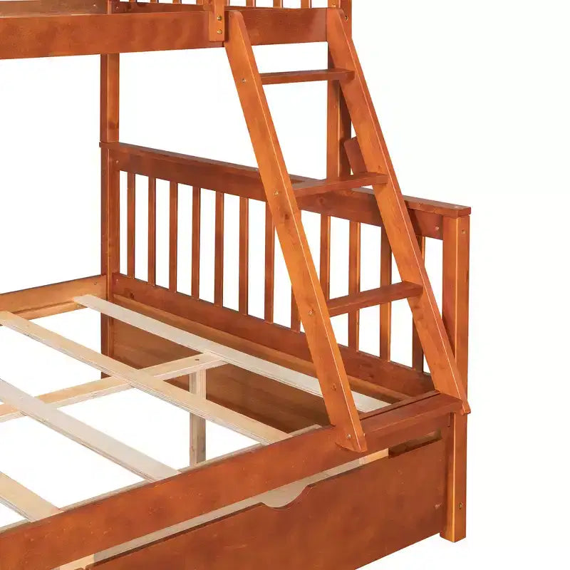 Twin over Full Bunk Bed with Built-in Ladder & Drawers, Pine Wood & MDF Bed Frame, Convertible into Two Beds