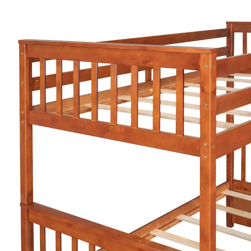 Twin over Full Bunk Bed with Built-in Ladder & Drawers, Pine Wood & MDF Bed Frame, Convertible into Two Beds
