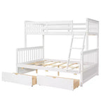 Twin over Full Bunk Bed with Built-in Ladder & Drawers, Pine Wood & MDF Bed Frame, Convertible into Two Beds