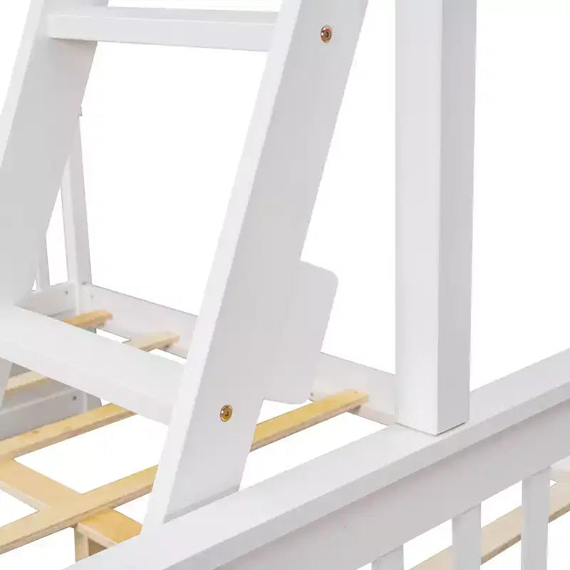 Twin over Full Bunk Bed with Built-in Ladder & Drawers, Pine Wood & MDF Bed Frame, Convertible into Two Beds
