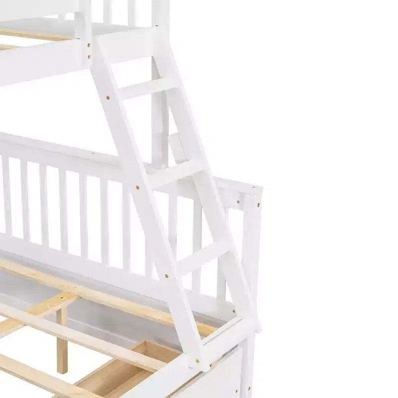 Twin over Full Bunk Bed with Built-in Ladder & Drawers, Pine Wood & MDF Bed Frame, Convertible into Two Beds