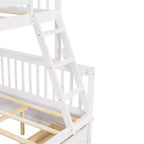 Twin over Full Bunk Bed with Built-in Ladder & Drawers, Pine Wood & MDF Bed Frame, Convertible into Two Beds