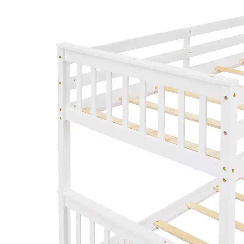 Twin over Full Bunk Bed with Built-in Ladder & Drawers, Pine Wood & MDF Bed Frame, Convertible into Two Beds