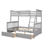 Twin over Full Bunk Bed with Built-in Ladder & Drawers, Pine Wood & MDF Bed Frame, Convertible into Two Beds