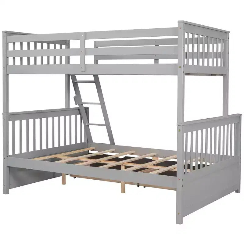 Twin over Full Bunk Bed with Built-in Ladder & Drawers, Pine Wood & MDF Bed Frame, Convertible into Two Beds