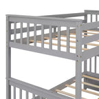 Twin over Full Bunk Bed with Built-in Ladder & Drawers, Pine Wood & MDF Bed Frame, Convertible into Two Beds