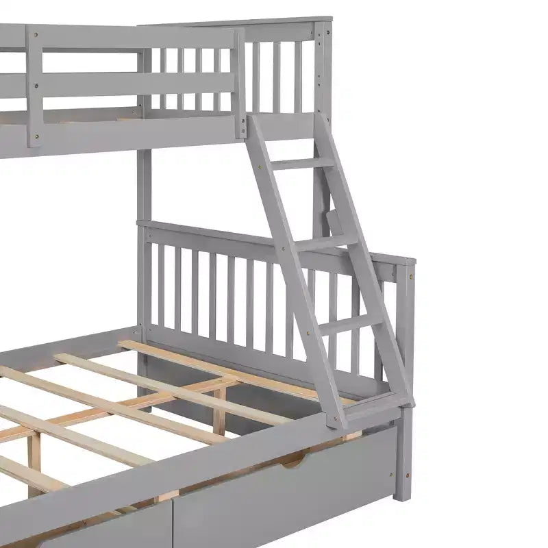 Twin over Full Bunk Bed with Built-in Ladder & Drawers, Pine Wood & MDF Bed Frame, Convertible into Two Beds