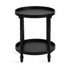 Round Wood Side Table with Two-Tier Shelf