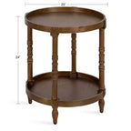 Round Wood Side Table with Two-Tier Shelf