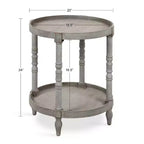 Round Wood Side Table with Two-Tier Shelf