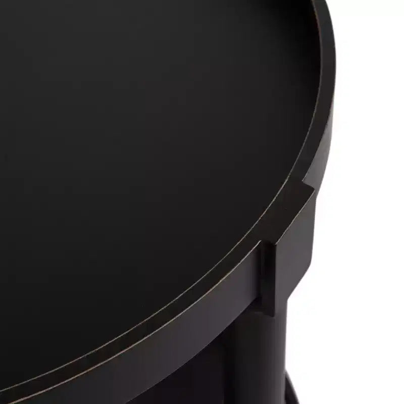 Round Wood Side Table with Two-Tier Shelf