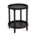 Round Wood Side Table with Two-Tier Shelf